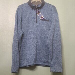 Eddie Bauer Sweater Fleece Quarter Zip Pullover Pockets Blue XXL NWT